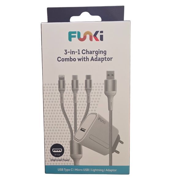 FUKI 3-in-1 Charging Combo with Adaptor 5V 3.1A