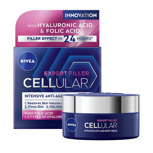 NIVEA Cellular Expert Filler Night Cream, Anti-Age Face Cream, 50ml