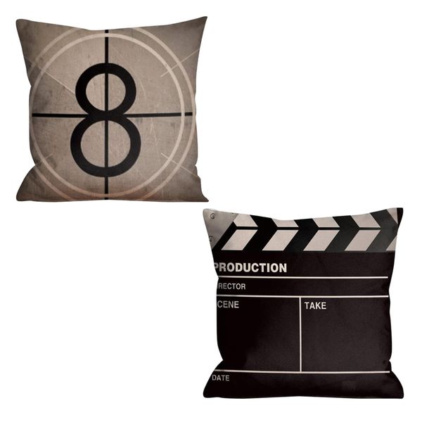 Decor Vintage Movie Pattern Pillow Covers Only Set of 2 - 45cm