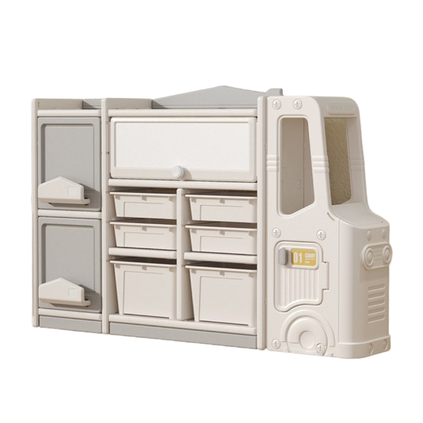 Kid's Car-Shaped Storage Shelf Organizer Cabinet and Built-in Drawing Board