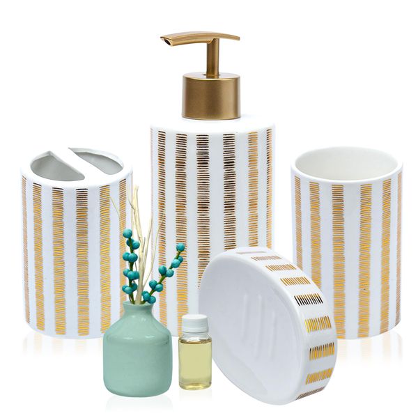 Ceramic Modern Pattern Bathroom Décor Accessories Set of 6