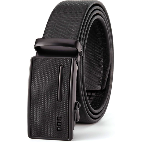 Automatic Buckle Men's Belt - Adj Ratchet PU Belt with Metal Buckle Image
