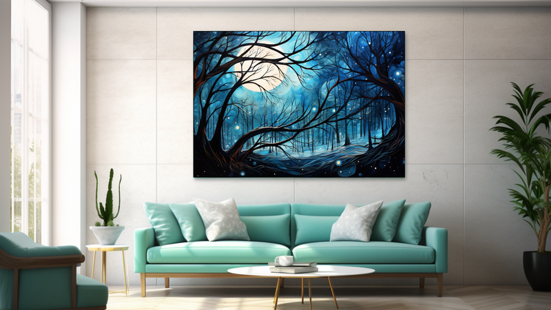 Canvas Wall Art - Mysteric Moonlight Abstract - JT0083