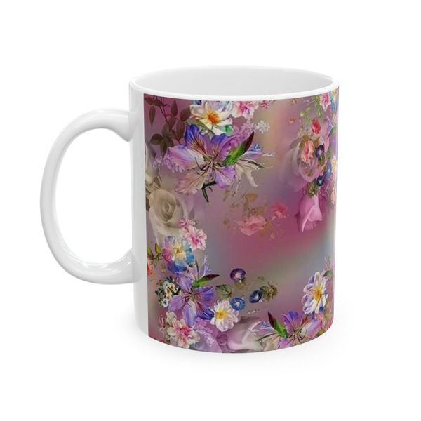 Floral Mug - Multicolored Flowers On Pink Background