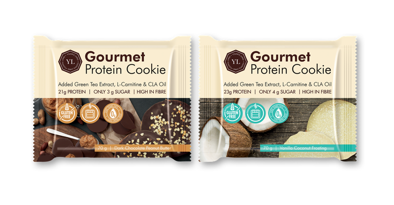 YL Gourmet Protein Cookie - Dark Choc P/Butter &amp; Vanilla Coconut - 6 Pack