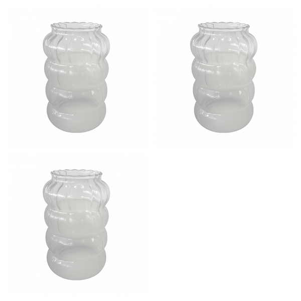 3 Pack Glass Striped Modern Cup 865ml - Transparent