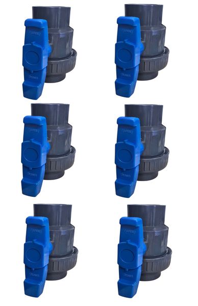 6 X 63mm PVC Ball Valve with Union for Pools, Irrigation, Water Systems