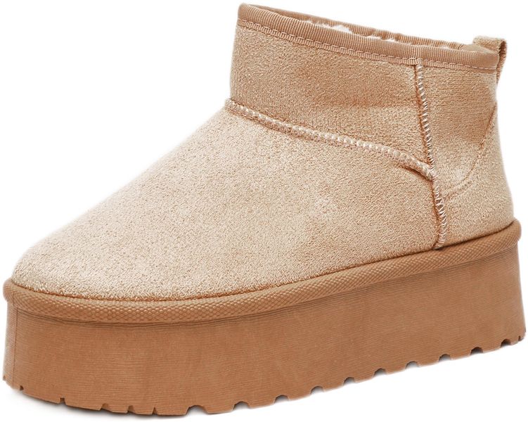 Quiz - Women Beige Faux Suede Platform Ankle Boots