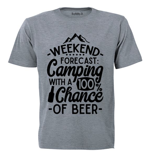 Camping &amp; Beer - Mens - T-Shirt - Grey image