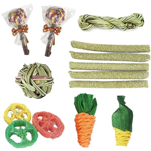 Pet 14 Piece All Natural Rabbit Hamster Molar Teeth Grinding Chew Toy Set