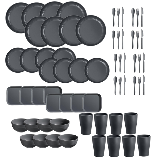 Bestby -64-Piece Eco-Friendly Wheat Straw Dinnerware Set