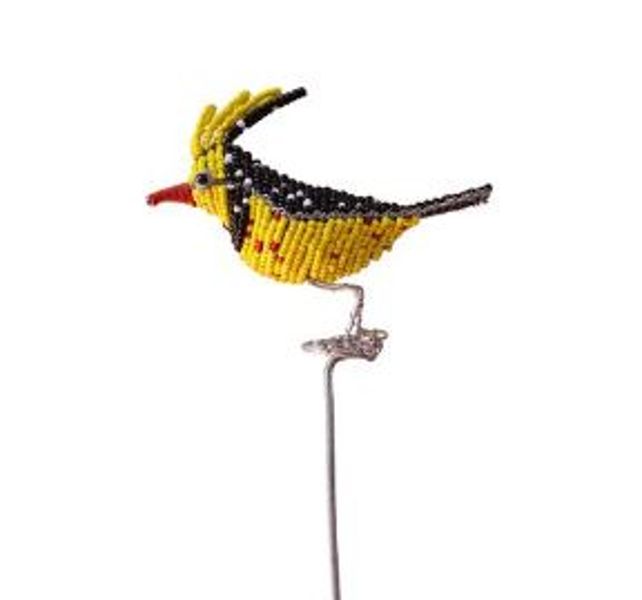 JP Portable Crested Barbet Bird , Hand Crafted With Beads And Wire Ornament