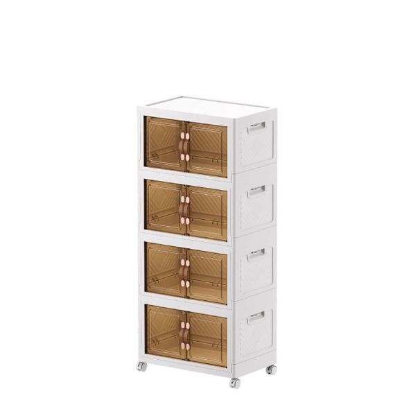 White Foldable Plastic 4 Layer Home Storage Organizer