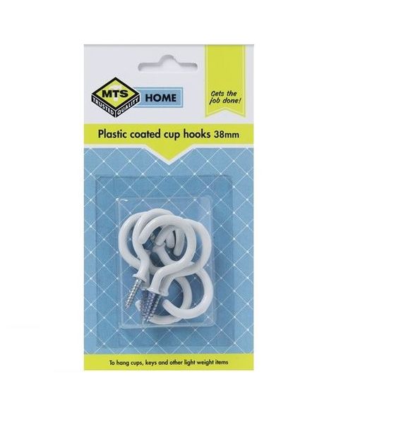 MTS Home Cup Hooks 38mm P/Coated 6 Pieces