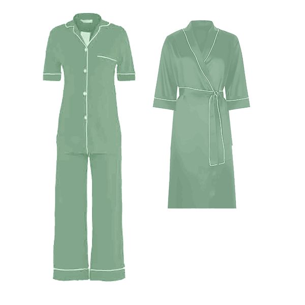 Hannah Grace Maternity Sage STLP PJ &amp; Gown Set