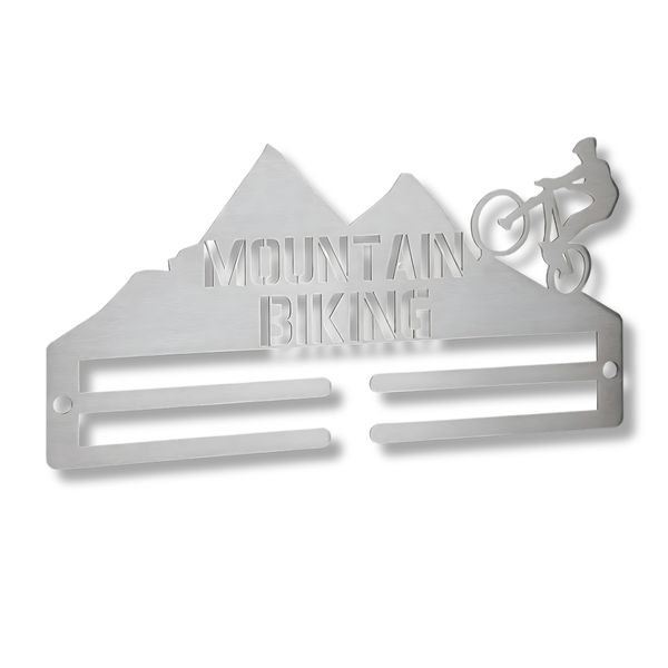 Mountain Biking Medal Hanger - Stainless Steel Wall-Mounted Display