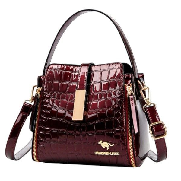 BALIDAISHUROO - Elegant Faux Crocodile Pattern Handbag - Red