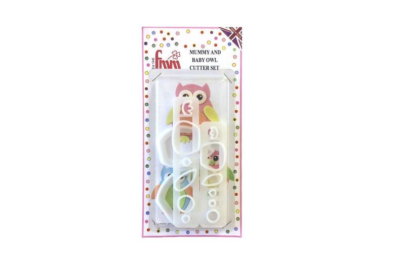 FMM Cutter Mummy &amp; Baby Owl Set Large &amp; Small Cake Icing Modelling Paste