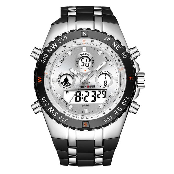 New Dual Display Date Alarm Clock Electronic Digital Watch Sport Waterproof