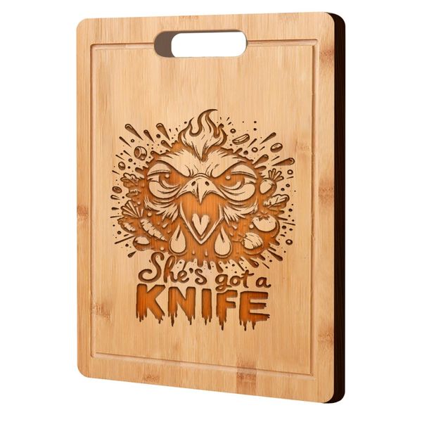 Funny Chicken Bamboo Decorative Laser Engraved Cutting Board for Kitchen