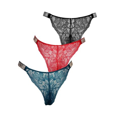 Women's Sexy Thong Underwear Rhinestones Low Rise Tanga Panties