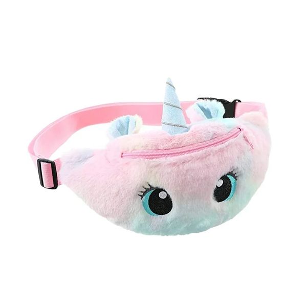 Plush Unicorn Waist Bag Soft Kids Fanny Pack Cute Zipped Pouch