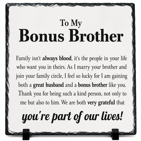 Bonus Brother Wedding Keepsake Rock Slate Gift