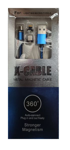 Boss 3-in-1 Magnetic USB Braided Charger Cable With LED Light