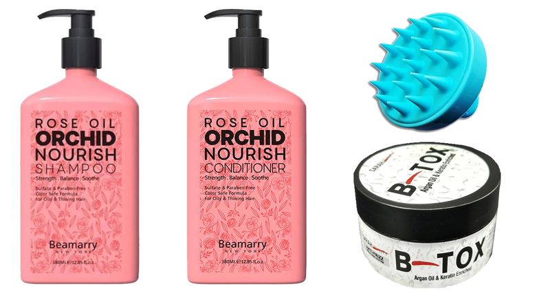 Beamarry Rose Oil Nourish Set + Sarah Beauty B-Tox 150g + Shampoo Brush(02)