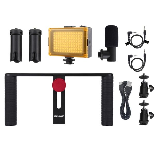 Puluz 4 in 1 Vlogging Video Rig Stabilizer Microphone Video Light Tripod