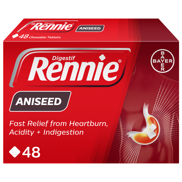 Rennie Aniseed 48 Tablets Antacid-eases Heartburn &amp; Relieves Indigestion