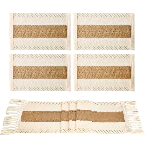 Chenshia Jute Table Runner With 4 Placemats Dining Table Decor Table Cloth