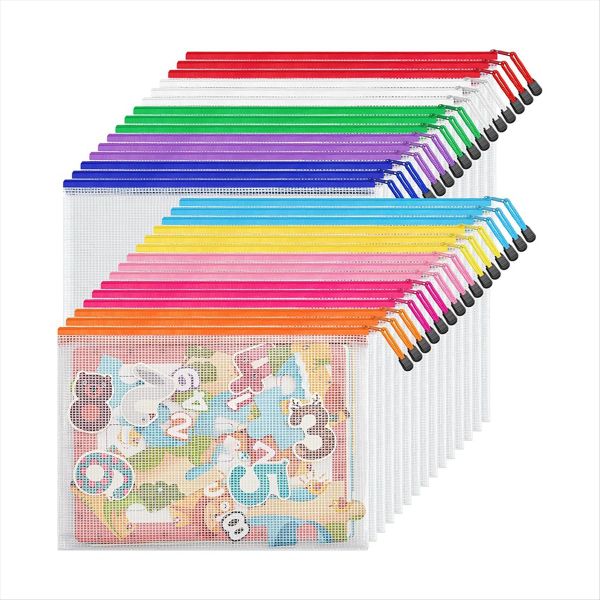 10 Colors Zipper Mesh Document Bag A4 Letter Size Mesh Bag 36 Pcs
