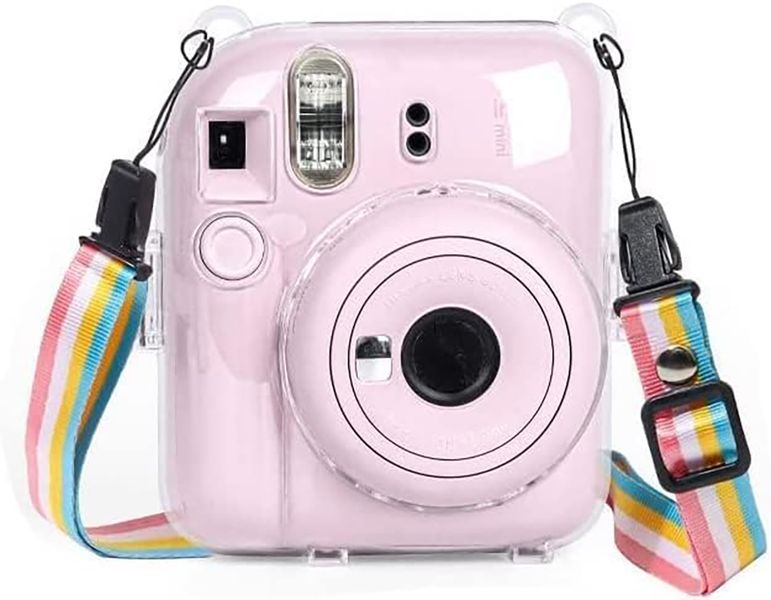 Instax Mini 12 Clear Camera Case w/ Strap Secure Fit for Travel &amp; Sports