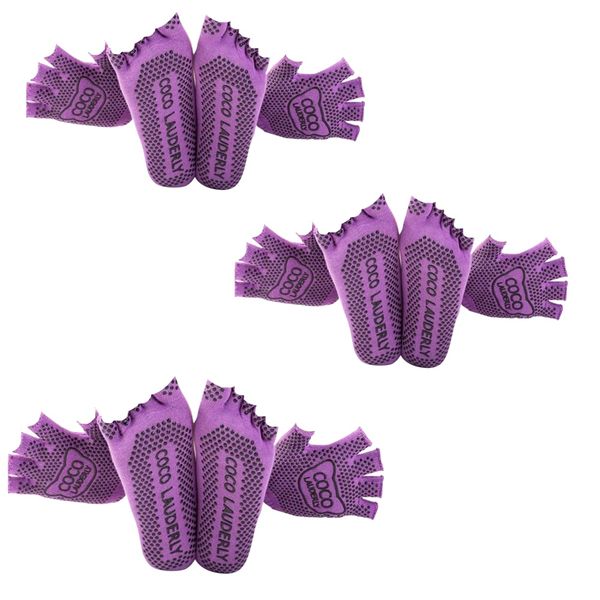 Sport Open-Toe Non-Slip Fitness Yoga Socks Set Of 3