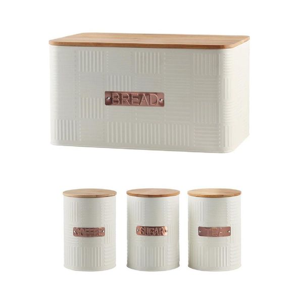 GB Bamboo Lid Bread Bin And Canister Set