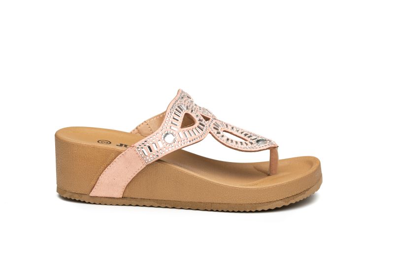 June Ladies Wedge Heel Sandals with Embellished Straps