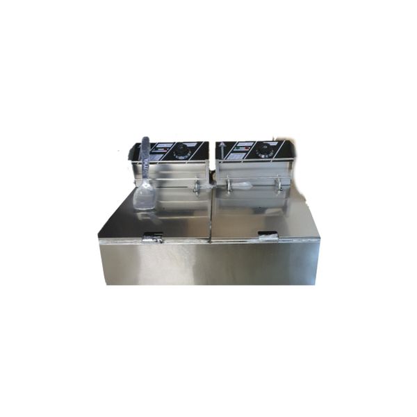 Double Electric Deep Fryer - 6L + 6L &amp; IYWA Serving Spoon