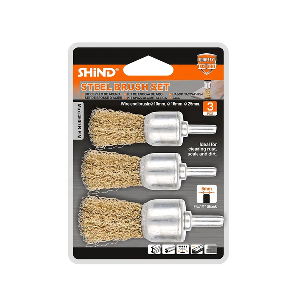 Shind Cleaning Brass Steel Wire Steel Brush Set- 3Piece
