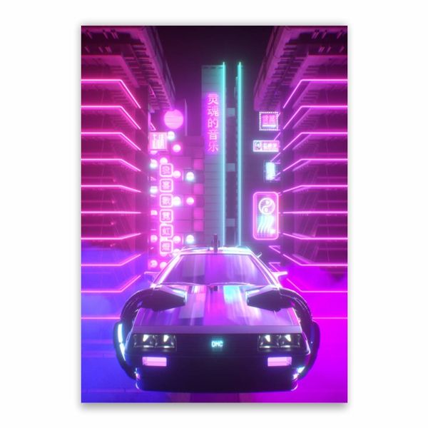 Car in Neon City Poster - A1
