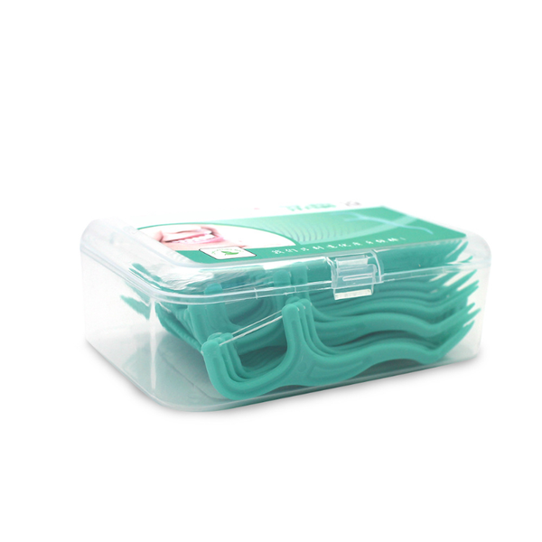 Oral Cleaning Clear Mint Plastic Dental Floss Picks with Portable Cases X2