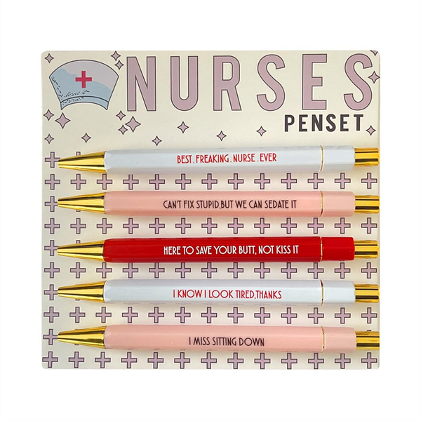 5Pcs Nurses Pen With Mood Word Funny Nurses Ballpoint Pen Set