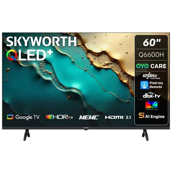 Skyworth 60" Q6600H 4K QLED Google Smart TV with Eye Care