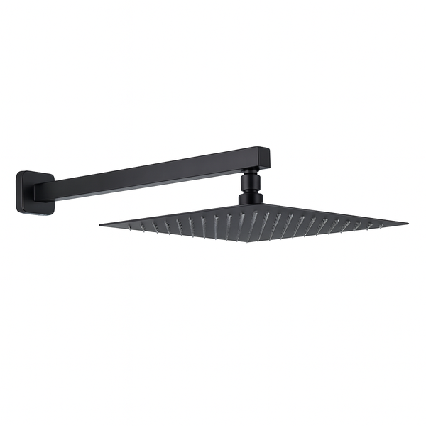 AIYI 10-Inch Black Square Shower Head with Arm AY406-084