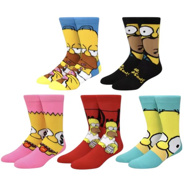 Simpsons Themed Novelty Socks - 5 Pairs