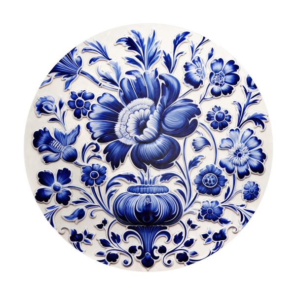 Delft-Heirloom-Leaves-Round-Tablecloth