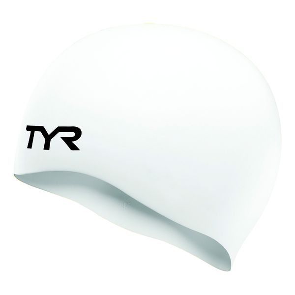 TYR Wrinkle Free Silicone Long Hair Swimming Cap White