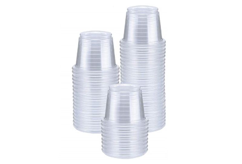 Count -1oz Disposable Plastic Shot Glasses, Clear Small Cups, Condiment