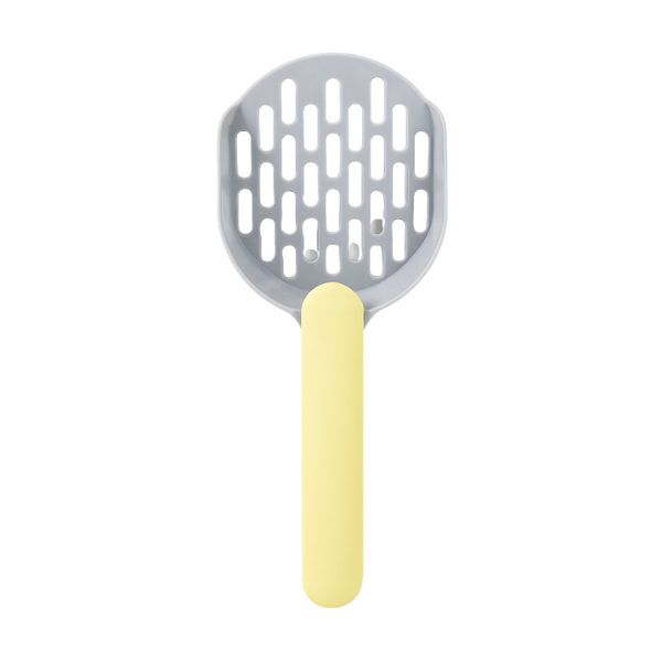 Durable Pet Litter Scoop With Soft-Grip Handle - Yellow &amp; Grey