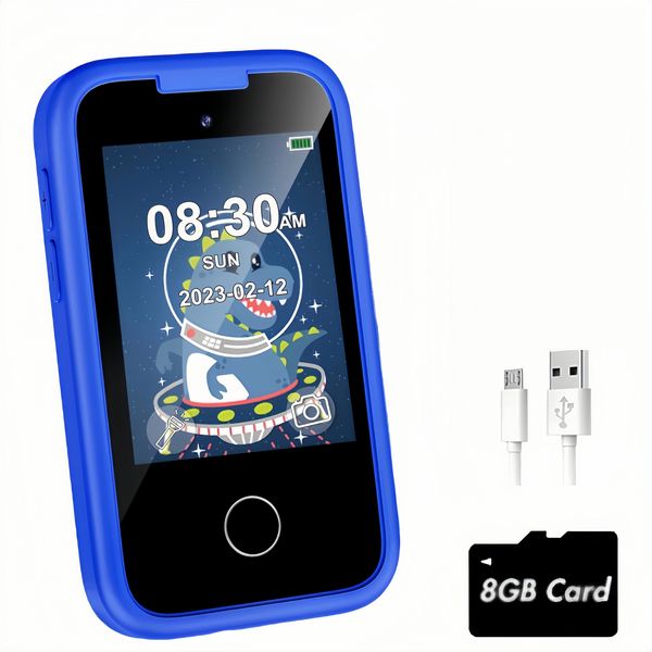 Kids Smart Phone Toy, Touchscreen HD with Dual Camera Games with 8G SD Card